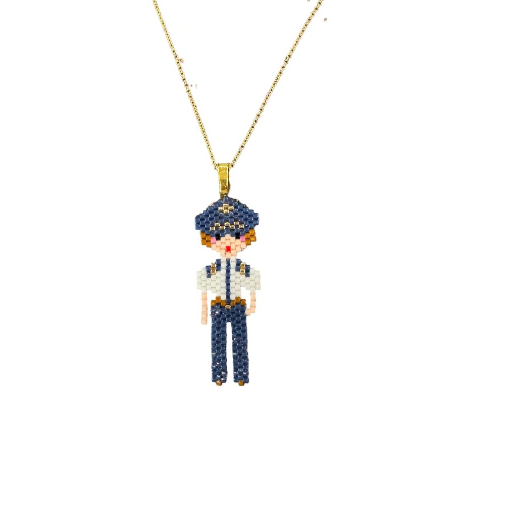 Hand crafted dainty beaded pilot pendant necklace - Picture 4 of 5